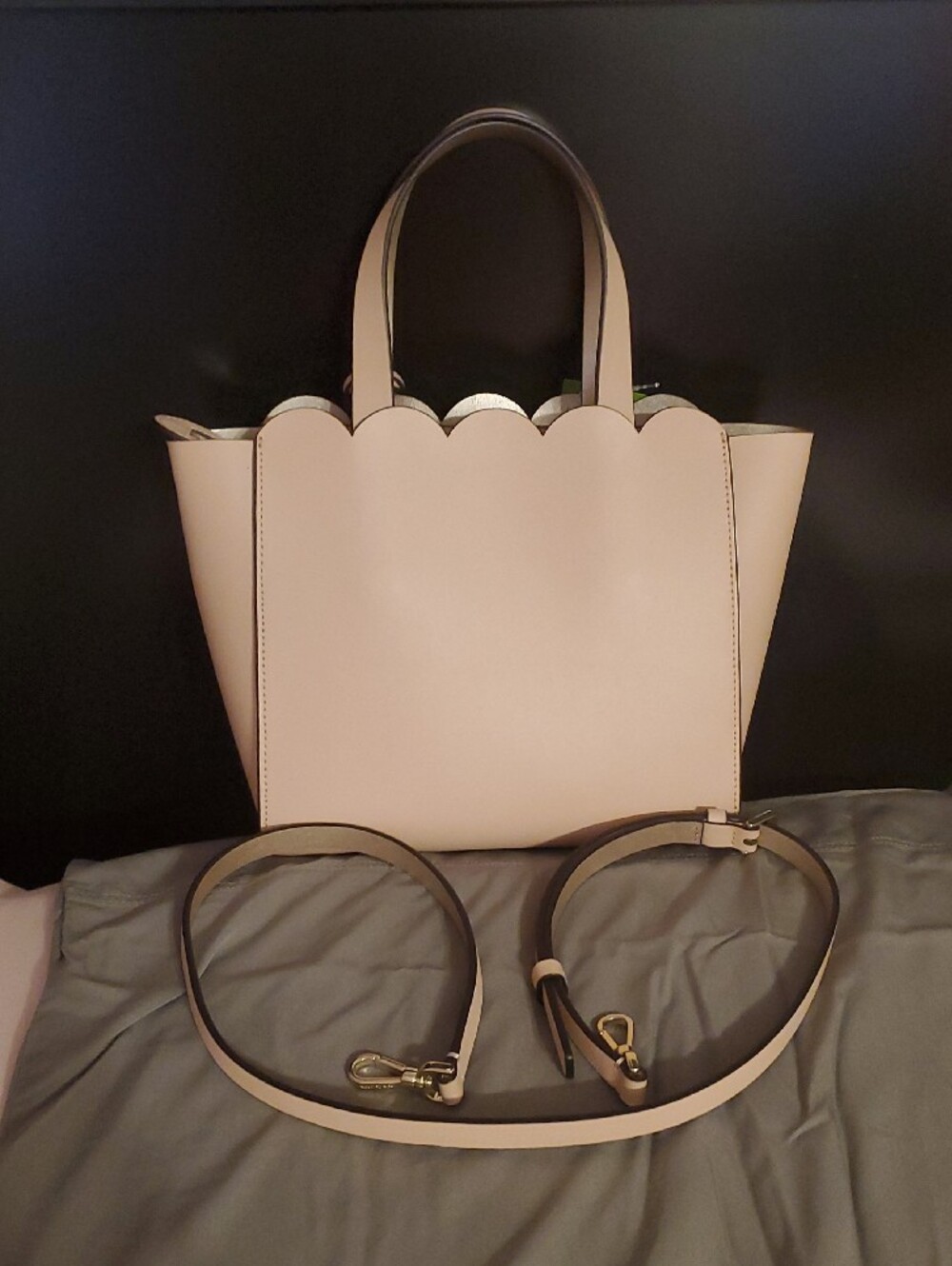 kate spade Blush Scallop-Trim Leather Satchel - Picture 2 of 11